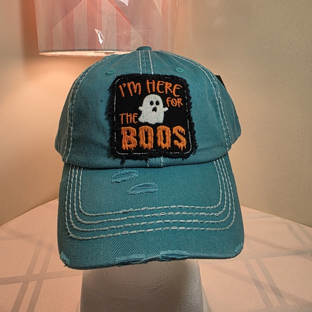 Teal Halloween Embroidered Baseball Hat. NWT. Unisex.